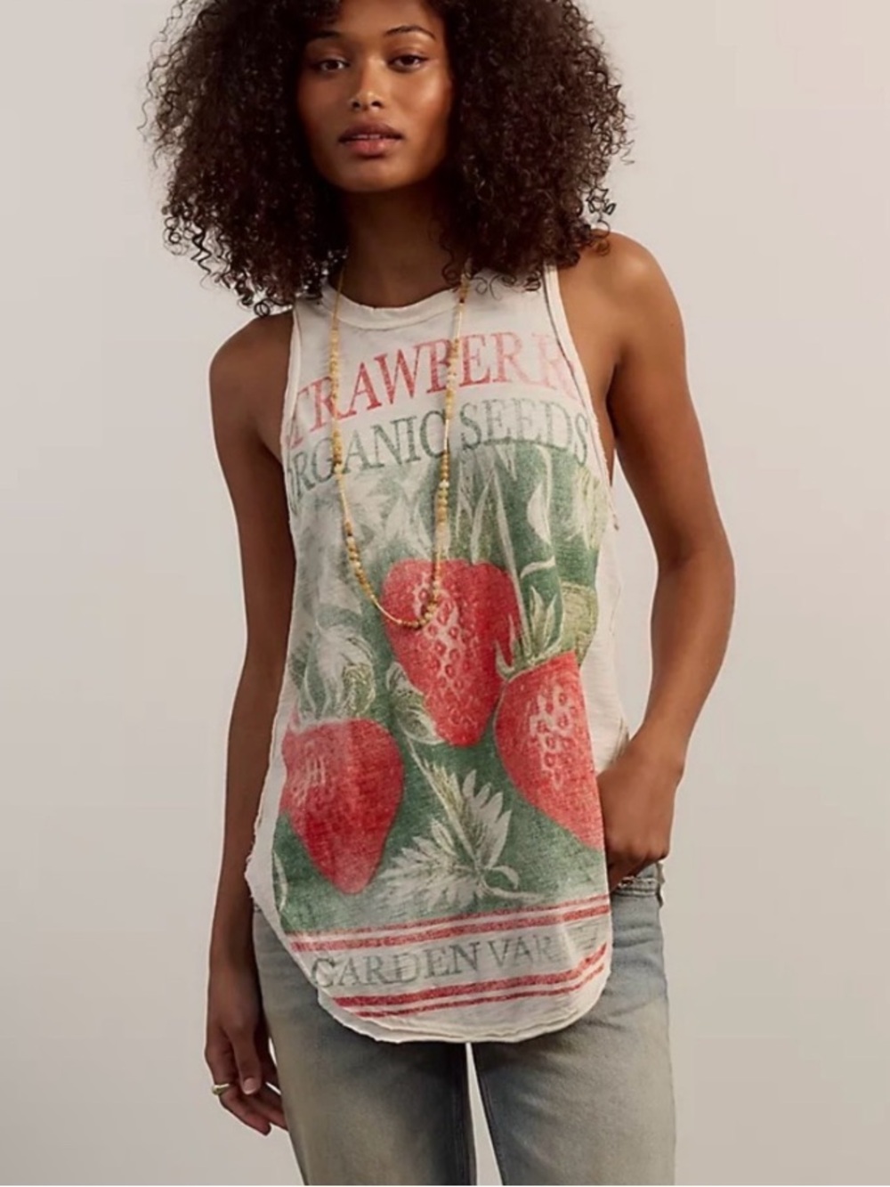 Free People We The Free Rosie Graphic Tank Strawberry